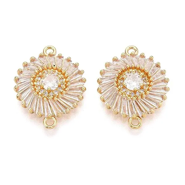 Brass Pave Clear Cubic Zirconia Connector Charms