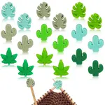 18Pcs 9 Styles Cactus & Leaf Food Grade Eco-Friendly Silicone Beads