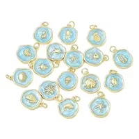 Golden Ocean Brass Enamel Pendants