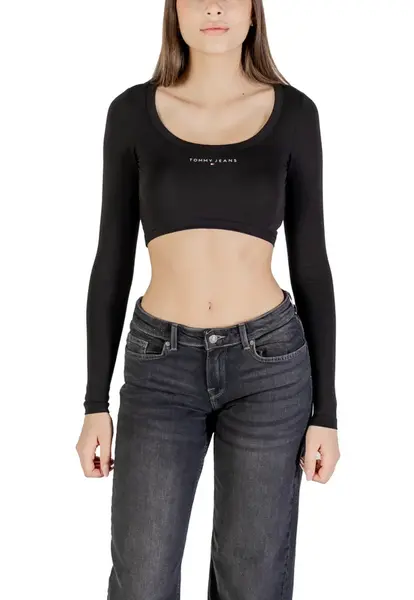 Černý crop top Tommy Hilfiger