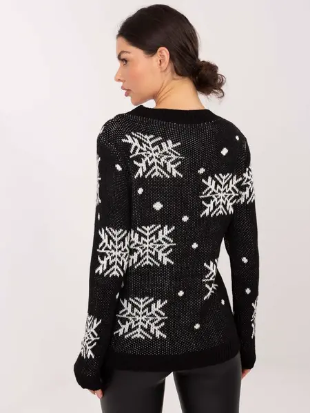 Černý vánoční svetr s motivem soba