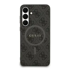Zadní kryt Guess PU Leather 4G Colored Ring Magnetic pro Samsung Galaxy S25 FE, černá
