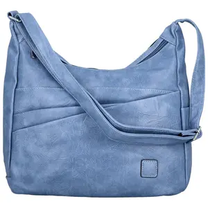 Stylová dámská koženková crossbody kabelka Gianni, džínově modrá