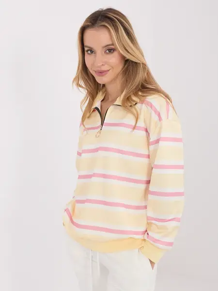 Žlutá pruhovaná mikina na zip