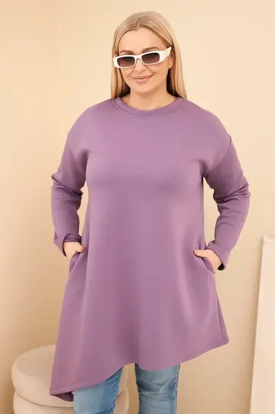 Plus size šaty z viskózy s asymetrickým lemom