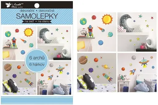 Samolepící dekorace 15057 v bloku vesmír 16 x 23 cm 6 listů
