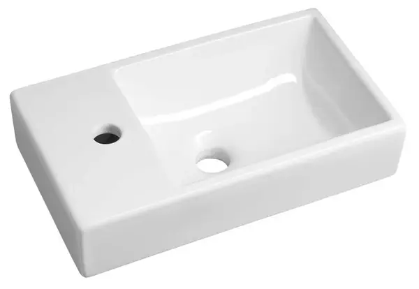 Sapho Small - Umývadielko Minos, 45x26 cm, bez prepadu, otvor na batériu vľavo, biela 4757