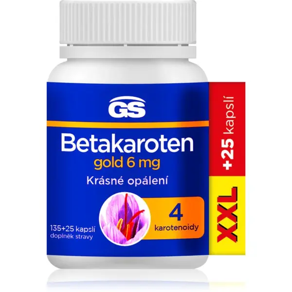 GS Betakaroten gold 6 mg kapsuly pre podporu opálenia 160 cps