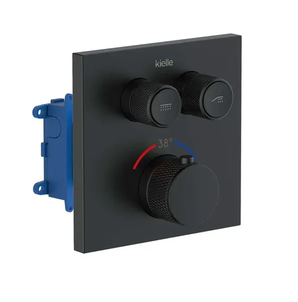 kielle Arkas I - Termostatická batéria pod omietku, vrátane telesa, na 2 spotrebiče, matná čierna 10611214
