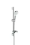 Hansgrohe Crometta - Set sprchovej hlavice, 2 prúdy, mydlovničky, tyče a hadice, biela/chróm 26553400