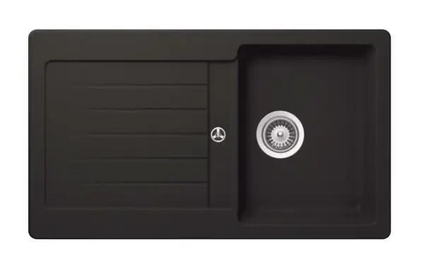 SCHOCK Typos - Granitový dřez, 86x50 cm, s ovládáním odtoku, Onyx TYPD100AGON