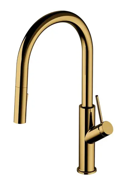 OMNIRES Bend - Dřezová baterie s výsuvnou sprškou, zlatá BE6455GL