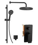 kielle Vega - Sprchový set s batériou pod omietku, na 2 spotrebiče, s príslušenstvom a telesom, matná čierna 20618SP24