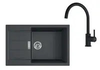 Franke Sety - Kuchynský set T124Č, tectonitový drez S2D 611-78 XL a batéria FC 6018.901, čierna/matná čierna 143.0687.357