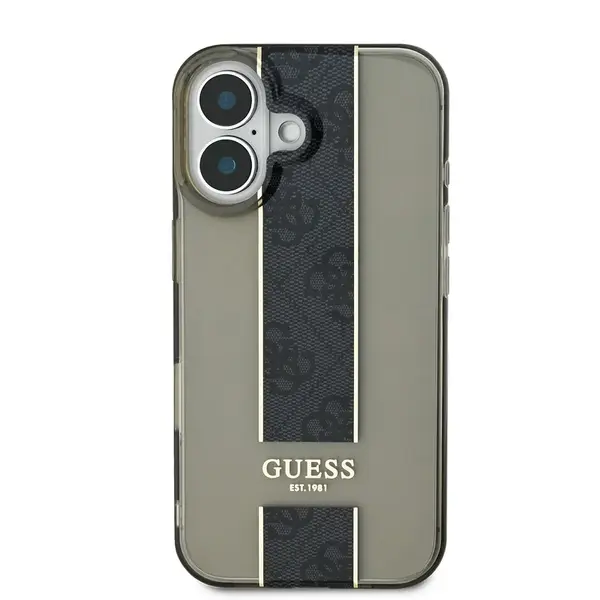 Zadní kryt Guess IML Middle 4G Stripe pro Apple iPhone 16, černá
