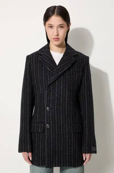 Vlněný kabát Kenzo Tennis Stripes Pea Coat