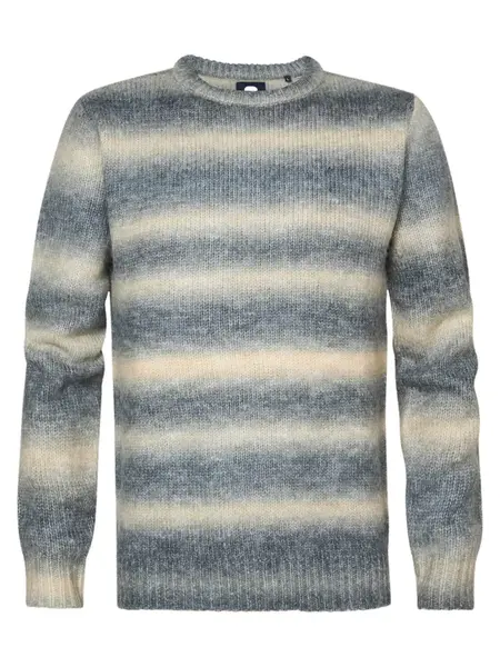 Petrol Industries Sveter 'Brooks'  dymovo modrá / biela ako vlna