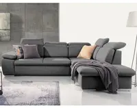 Rohová sedačka Aldon, dymovosivá štruktúrovaná látka, pravý roh%