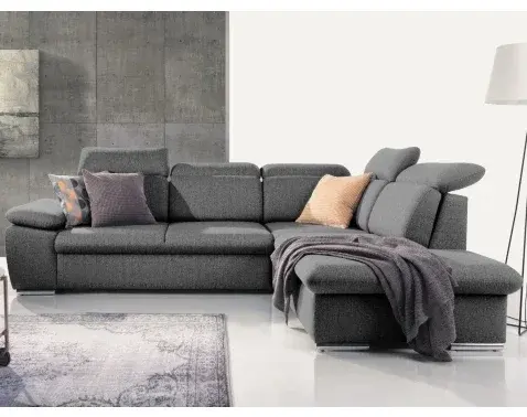 Rohová sedačka Aldon, dymovosivá štruktúrovaná látka, pravý roh%