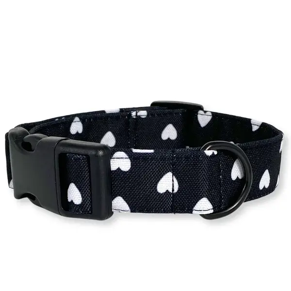 PafDog® Obojek pro psy LÁSKA - černý se srdíčky PAF-508