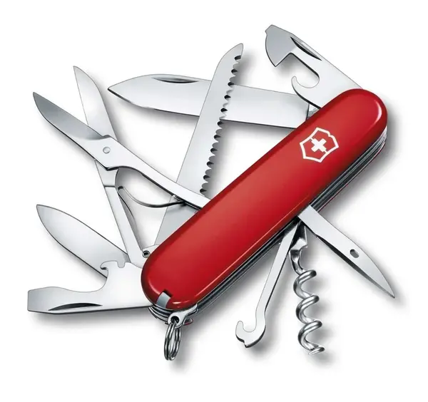 VICTORINOX - Střední kapesní nůž Huntsman, 15 funkcí, červená 1.3713