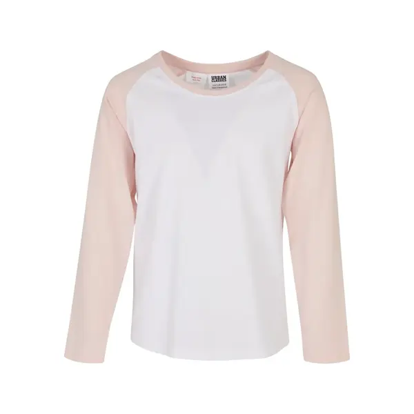 Girls' contrasting raglan long sleeves white/pink