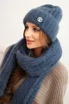 Kesi Dámsky komplet čiapka a dlhý šál z mäkkej priadze denimový