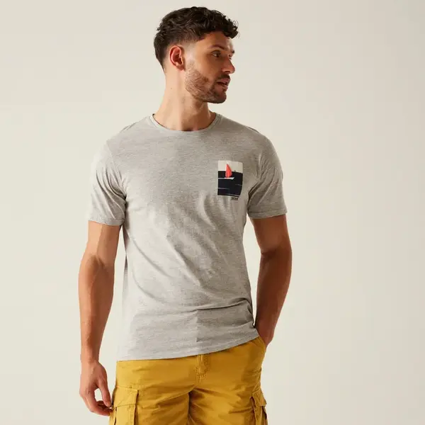 Pánské bavlněné tričko regatta cline ix světle šedá m