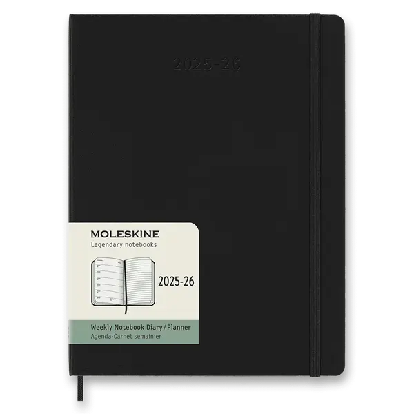 18měsíční diář Moleskine 2025-26 - tvrdé desky - XL, týdenní, černý