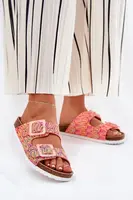 S. BARSKI Dámské Pantofle S Přezkami A Leskem Oranžové S.Barski