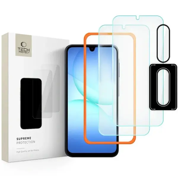 Tech-Protect Supreme set, 2 tvrzené skla s aplikátorem + sklo na čočku, Samsung Galaxy A17 4G / 5G
