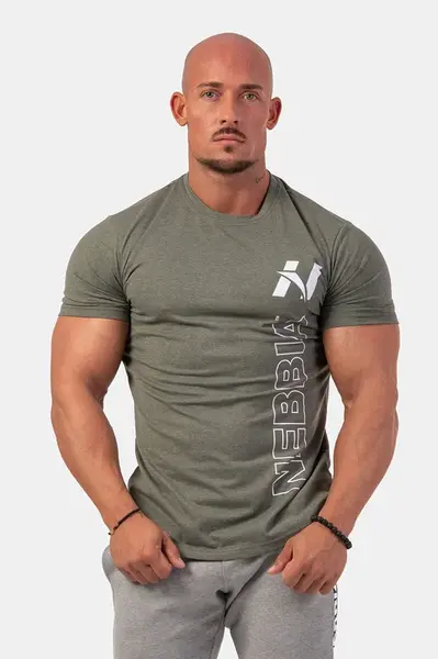 Nebbia Vertical Logo NEBBIA tričko 293 , XL, khaki