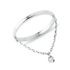 Řetízkový prstýnek s diamantem v bílém 14k zlatě KLENOTA