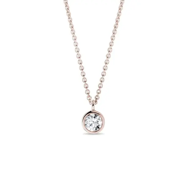 Bezel přívěsek s diamantem v růžovém zlatě KLENOTA