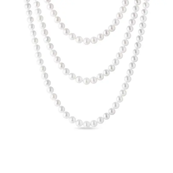 Dlouhá perlová šňůra ze sladkovodních perel KLENOTA