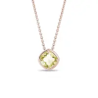 Náhrdelník z ružového zlata s lemon Quartz KLENOTA