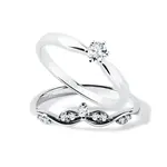 Zásnubný set so solitérom a chevrónom z bieleho zlata KLENOTA