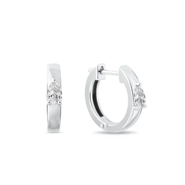 Náušnice kruhy s diamantom v tvare kvapky v bielom zlate KLENOTA