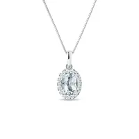 Přívěsek s akvamarínem a diamanty v bílém zlatě KLENOTA