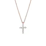 Briliantový křížek z růžového 14k zlata KLENOTA