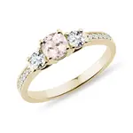 Prsten s morganitem a čirými diamanty ve zlatě KLENOTA