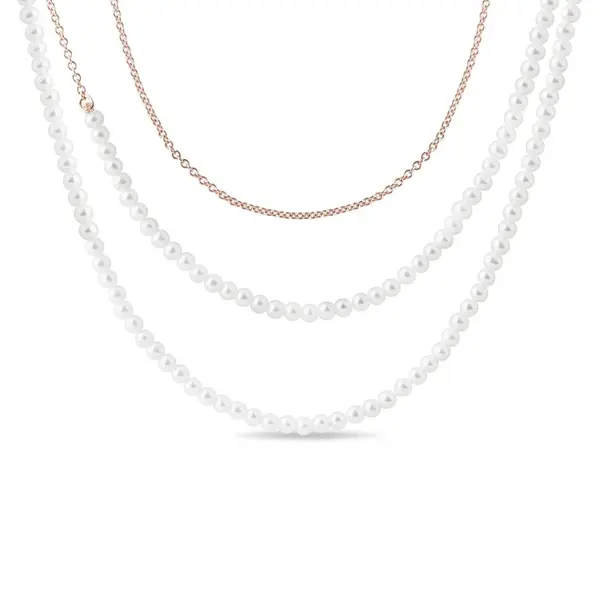 Šňůra ze sladkovodních perel v délce 85 cm v růžovém zlatě KLENOTA