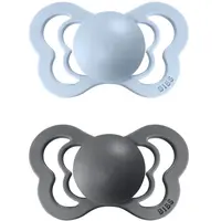 BIBS Couture Natural Rubber Size 1: 0+ months cumlík Iron / Baby Blue 2 ks