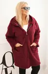 Kesi Włoski Dámský kabát Plus Size z viskózy na zip s kapucí švestkový