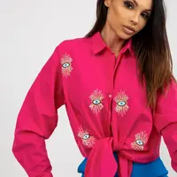 Fuchsiová oversize košile s výšivkou