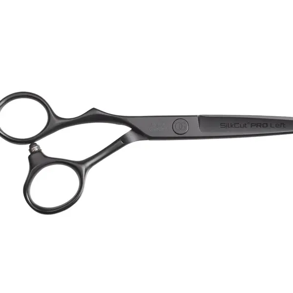 Kadeřnické nůžky pro leváky Olivia Garden SilkCut Pro Matt Black - 5,75" (PRO5.75L) + dárek zdarma