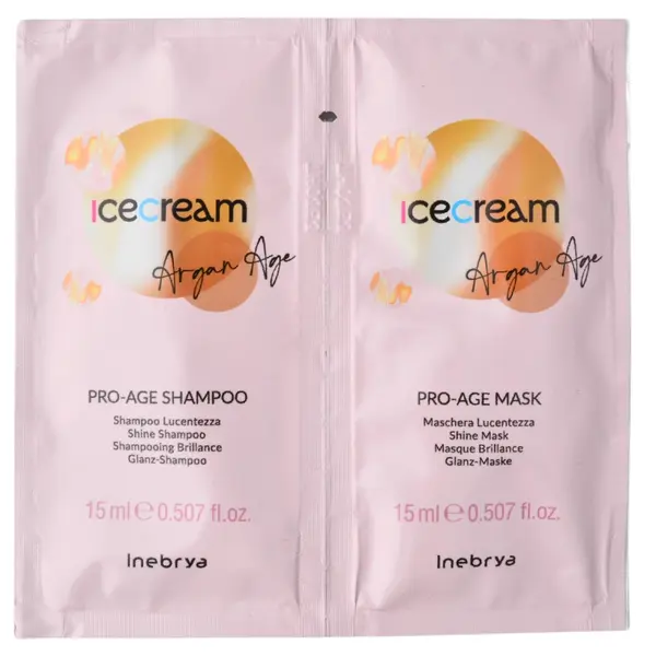 Šampon a maska pro zářivý lesk vlasů Inebrya Ice Cream Argan Age - 2x15 ml