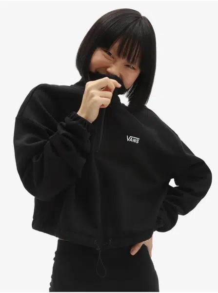Černá dámská cropped mikina s kapucí VANS - Dámské