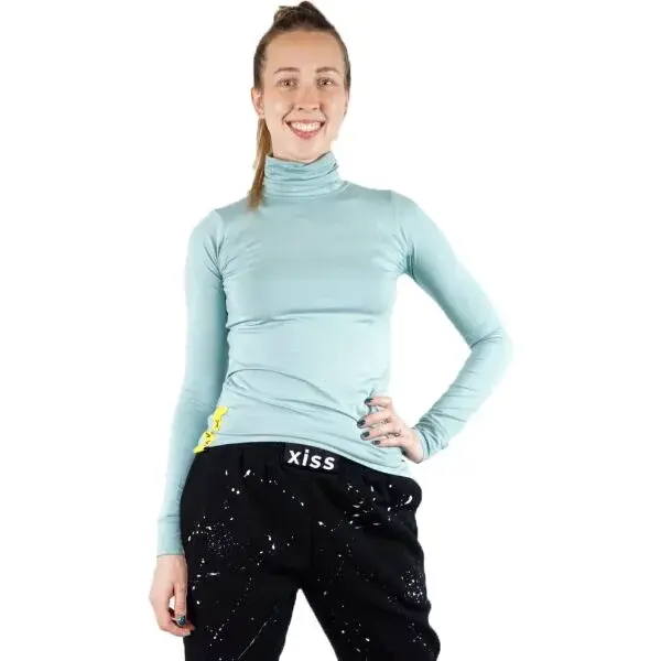XISS MINT BAMBOO Dámsky rolák s dlhým rukávom, svetlomodrá, veľkosť