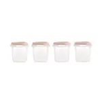 Miniland Dolce Hermeticky uzatvárateľné nádoby na potraviny, 4x200 ml, ružová